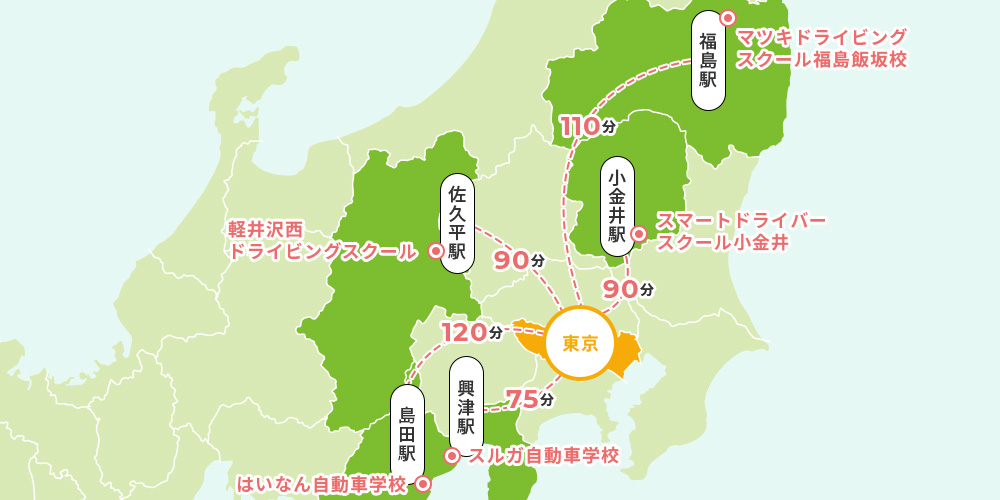 関東発2時間圏内教習所
