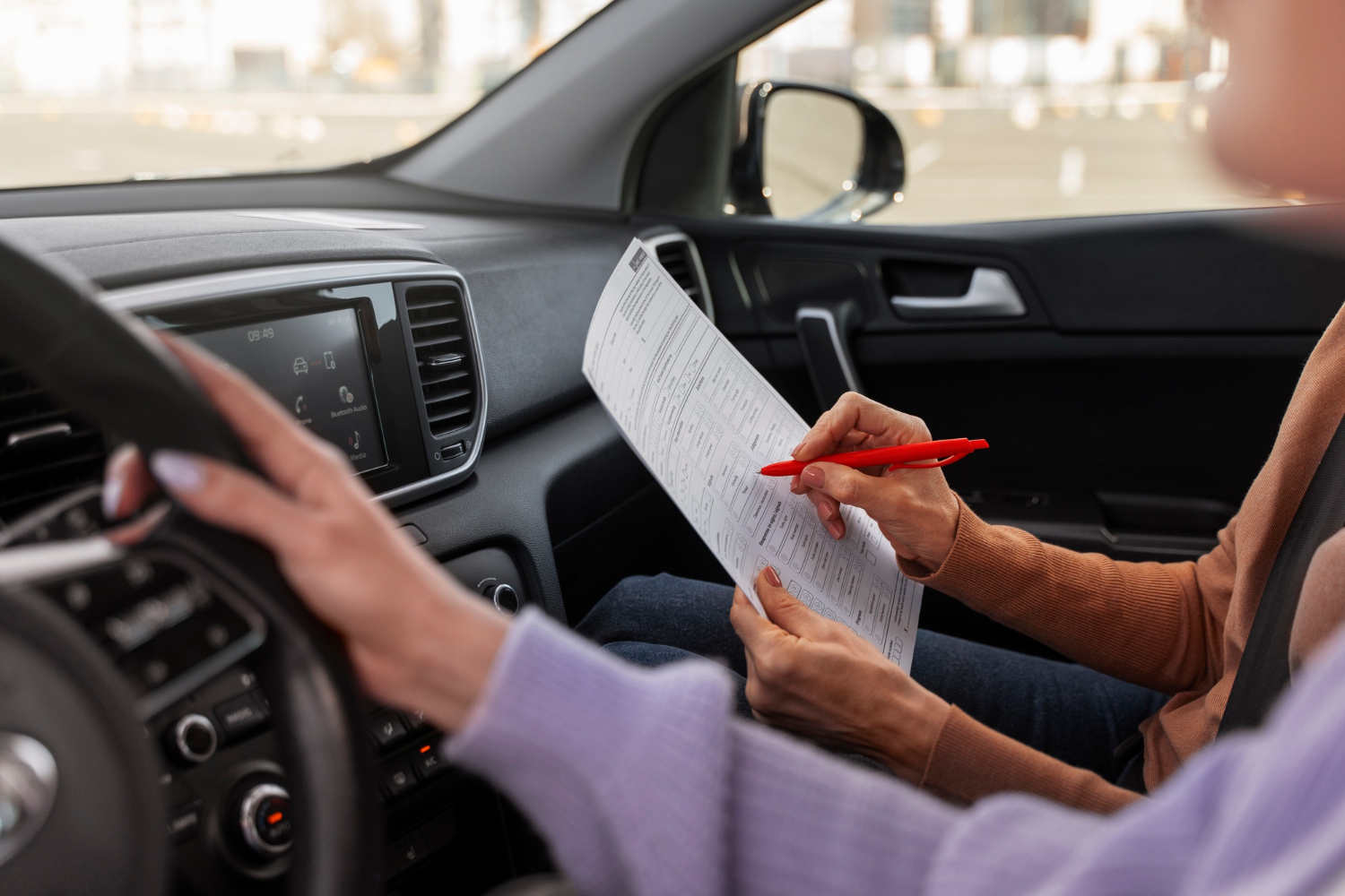 A student taking a test to get a Japanese driver's license