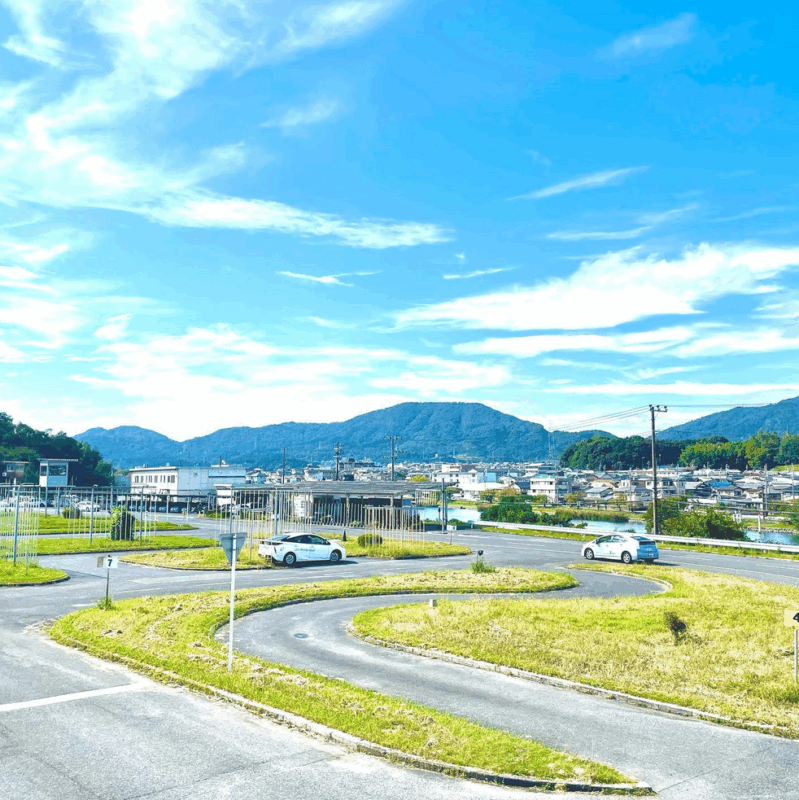 A driving course featured in a driving camp. This method offers a low cost for getting a driver's license in Japan.