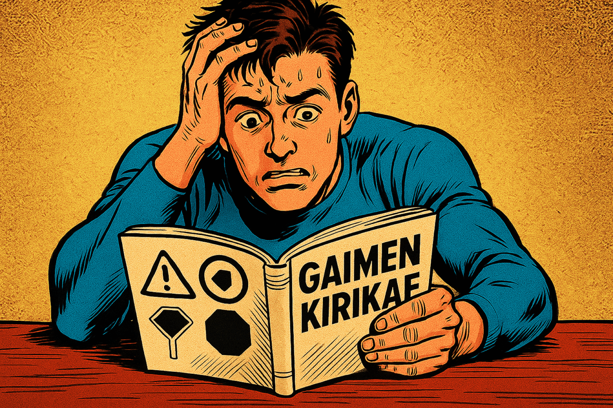 Student struggling while studying for gaimen kirikae